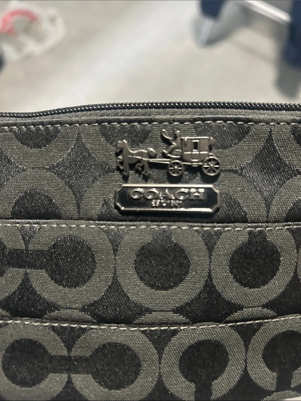 Coach Brown Signature Wristlet with Gold Horse & Carriage Hardware